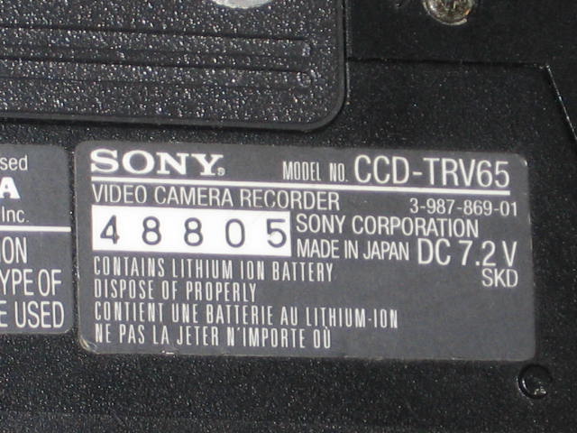 Sony CCD-TRV65 HandyCam Vision Hi8 Video Camcorder NR 6