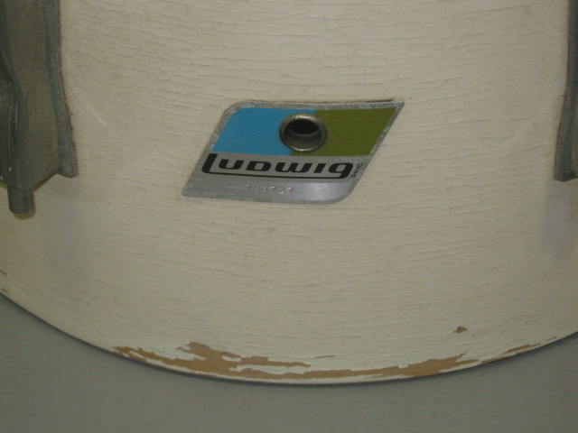 Vtg White 1969 Ludwig Mounted Wood Wooden Tom Drum 8x12 W/ Weather Master Head 1