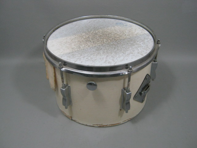 Vtg White 1969 Ludwig Mounted Wood Wooden Tom Drum 8x12 W/ Weather Master Head 4