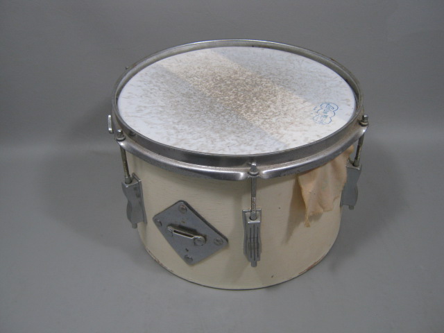 Vtg White 1969 Ludwig Mounted Wood Wooden Tom Drum 8x12 W/ Weather Master Head 5