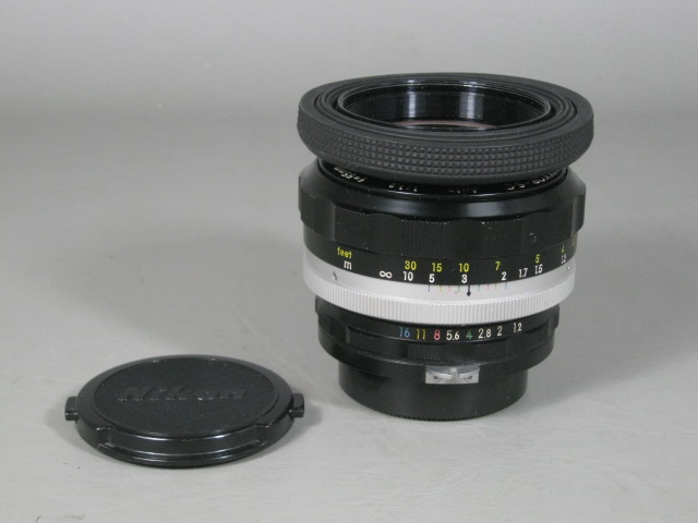 Vintage Nikon Nikkor SC Auto f/1.2 55mm Camera Lens w/Skylight Filter + Hood NR!