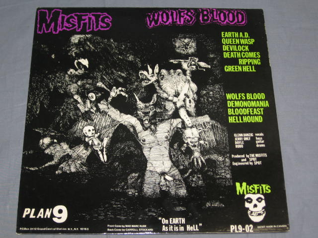 Rare Misfits Earth A.D. Purple Vinyl 33 LP Punk Record 6