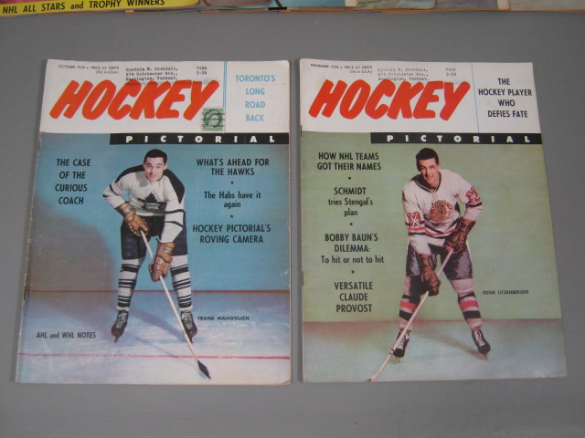 14 Vtg Hockey Pictorial Magazine Lot 1958-1960 NHL AHL WHL Bobby Hull Plante NR! 1