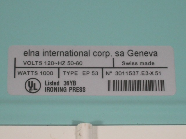 Elna Press Elnapress Opal Flat Iron Clothes Steam Ironing Press W/ Case Manual + 10