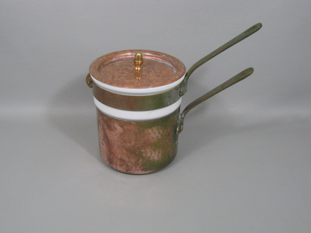 William Sonoma Copper Double Boiler Apilco French Porcelain Ceramic Insert 1-Qt?