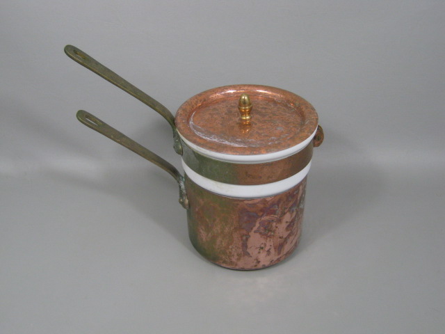 William Sonoma Copper Double Boiler Apilco French Porcelain Ceramic Insert 1-Qt? 1
