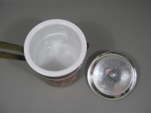William Sonoma Copper Double Boiler Apilco French Porcelain Ceramic Insert 1-Qt? 2