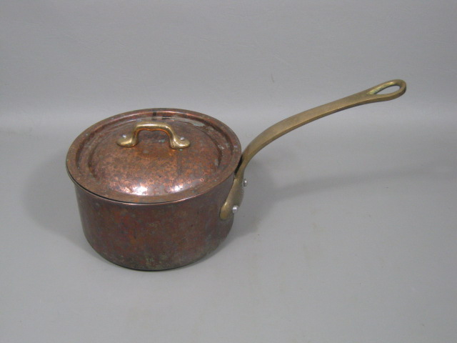 Williams Sonoma Copper Sauce Pan Pot W/ Brass Handle + Lid 6.75" Diameter NO RES