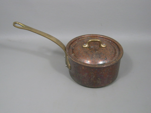 Williams Sonoma Copper Sauce Pan Pot W/ Brass Handle + Lid 6.75" Diameter NO RES 1