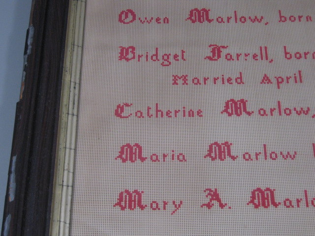 Antique Framed Marlow Family Record Needlepoint Cross Stitch Sampler 1823-1858 5