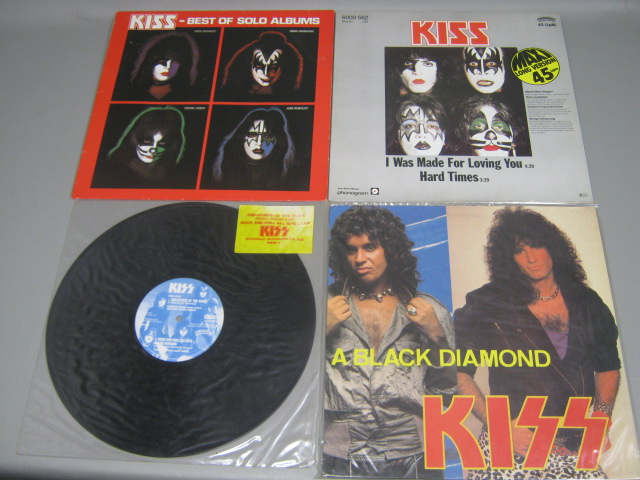 4 KISS Rare Vinyl 12" Album Singles Autographed A Black Diamond Creatures German