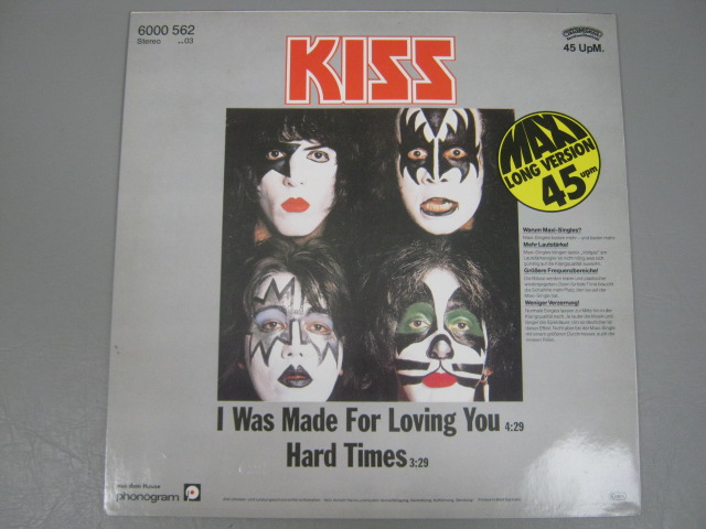4 KISS Rare Vinyl 12" Album Singles Autographed A Black Diamond Creatures German 18