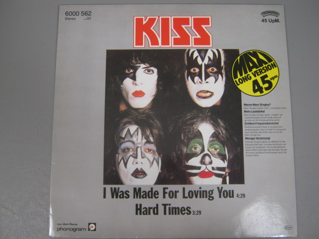 4 KISS Rare Vinyl 12" Album Singles Autographed A Black Diamond Creatures German 19