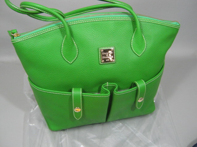 Dooney & Bourke Green Leather Crescent Tote Bag R351C GR & Pouch Keyfob NO RES!! 2