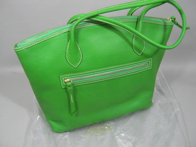 Dooney & Bourke Green Leather Crescent Tote Bag R351C GR & Pouch Keyfob NO RES!! 3