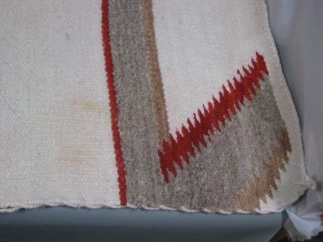 Large Vtg Navajo Navaho Native American Indian Rug Carpet Brown Red 30" x 60" NR 1