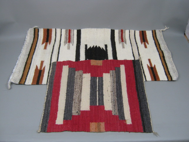 2 Vtg Native American Indian Navajo Navaho Woven Rugs Carpet 17" x 19" 16" x 34"