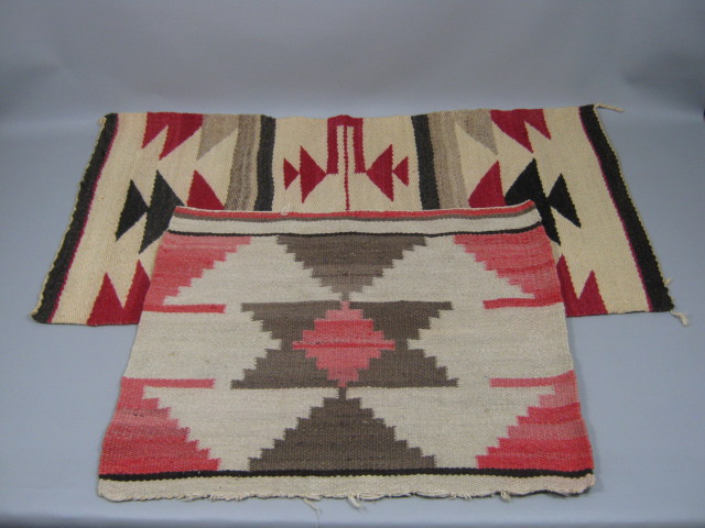 2 Vtg Native American Indian Navajo Navaho Woven Rug Carpet 18" x 21.5" 18 x 34"