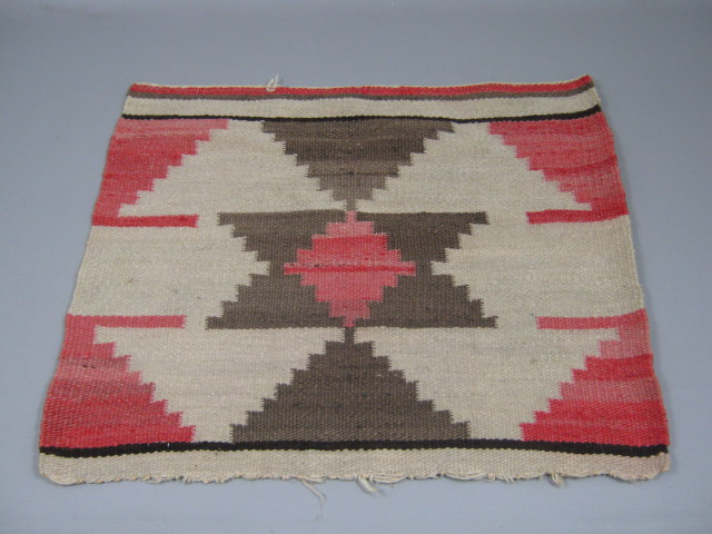 2 Vtg Native American Indian Navajo Navaho Woven Rug Carpet 18" x 21.5" 18 x 34" 1