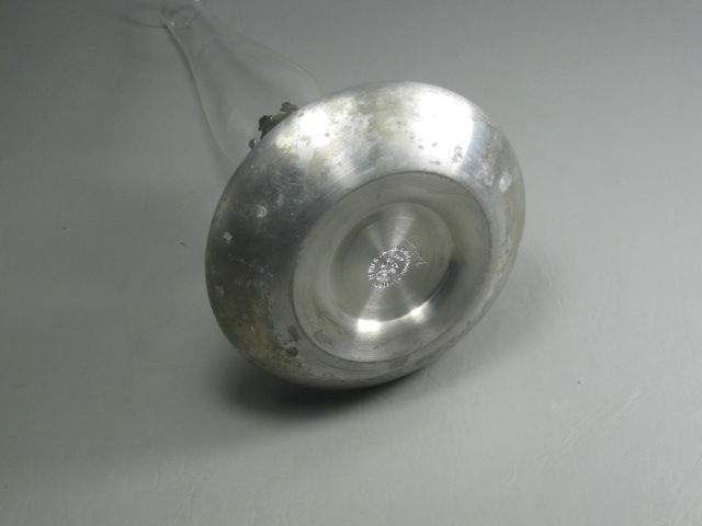 Signed Fred Danforth Pewter Oil Lamp W/ Glass Chimney Globe Captain? 10.5" NR! 4