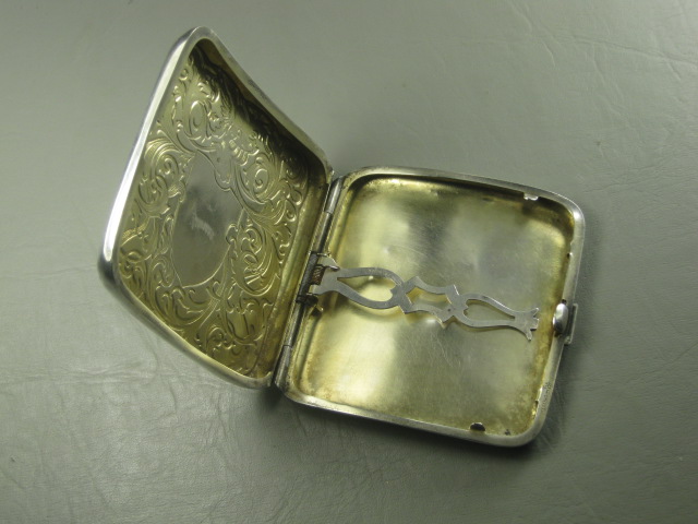 Vtg Antique Engraved Webster Sterling Silver Repousse Cigarette Case 90.6 Grams 6