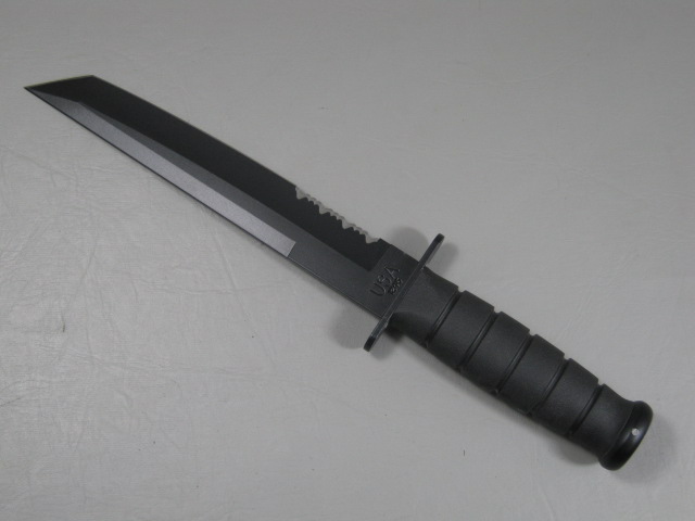 Ka-Bar 1245 Black Tanto Hunting Survival Combat Knife Original Sheath EXC COND! 1