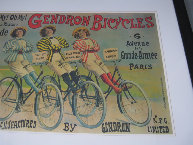 Vtg Gendron Bicycles American Cycles Bike 1890s Reproduction Framed Poster NR! 2