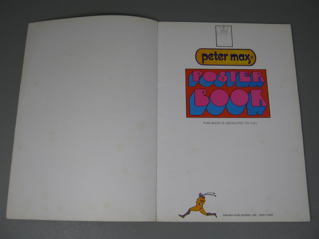 Original 1970 Peter Max Poster Book Psychedelic Art Bob Dylan NBC Pan Am 11"x16" 1