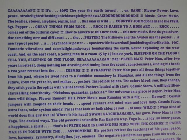 Original 1970 Peter Max Poster Book Psychedelic Art Bob Dylan NBC Pan Am 11"x16" 3