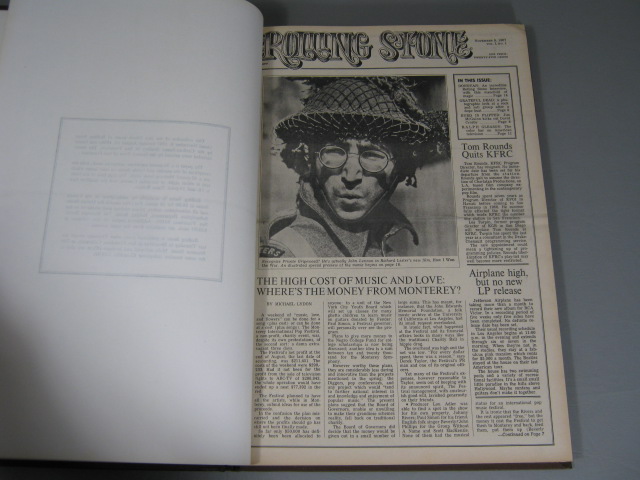 Original Rolling Stone Bound Magazines Book#1 Issues 1-15 11/9/1967-8/10/1968 NR 9