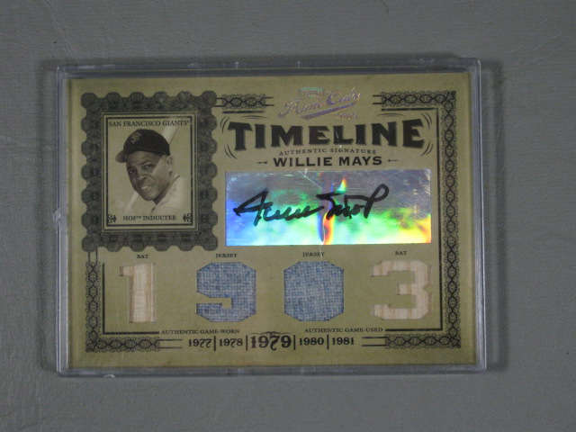 2005 Playoff Prime Cuts Timeline Willie Mays Signed 1979 1903 #30/50 Bat Jersey 1