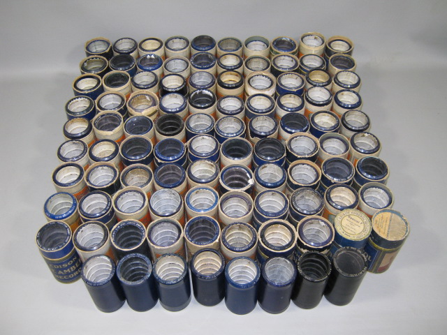 98 Wax Cylinder Phonograph Record Lot Edison Blue Amberol Columbia Tubes Lids NR