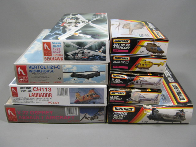 9 Hobby Craft Matchbox Helicopter Collection Lot Chinook Seahawk Osprey Vertol