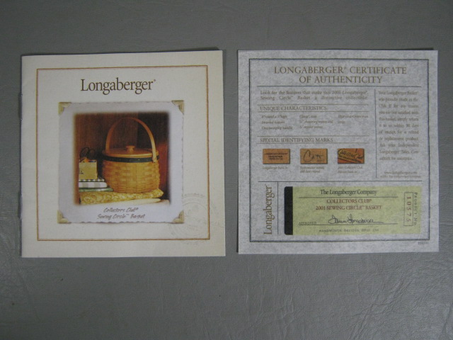 3 Longaberger Basket 2001 2004 Edition Renewal & Sewing Circle Collectors MIB NR 6