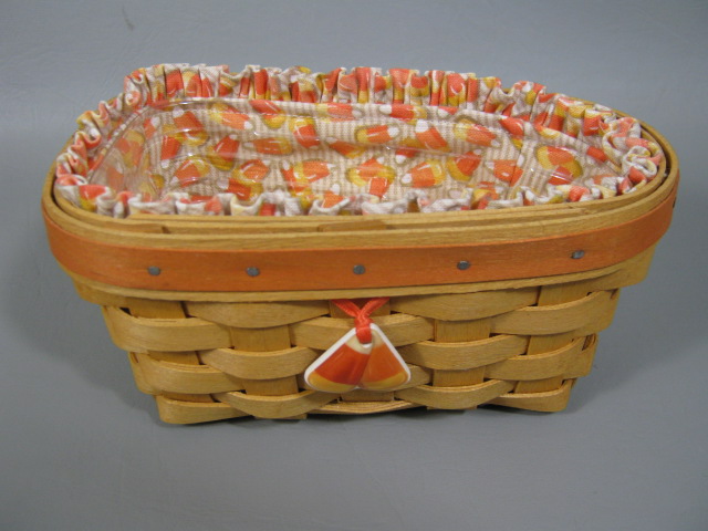 2 Longaberger Baskets October Fields W/Lid Candy Corn 5 Liners Garter Halloween 5