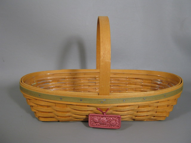 Longaberger Peony Basket Wrought Iron Miniature Baking Dish Milk Pitcher Liners 4