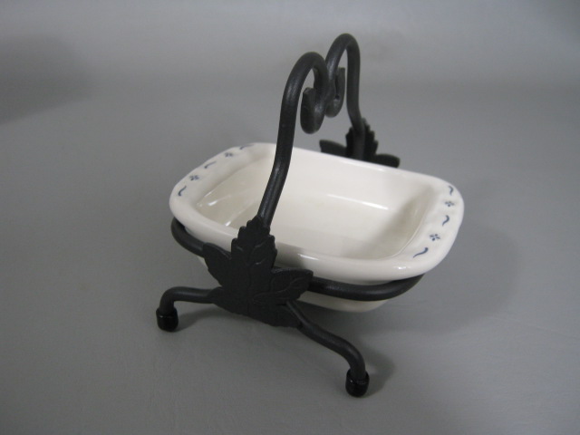 Longaberger Peony Basket Wrought Iron Miniature Baking Dish Milk Pitcher Liners 8