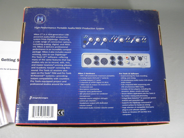 Digidesign Mbox2 Digital Recording Interface Pro Tools Manuals Software Orig Box 21