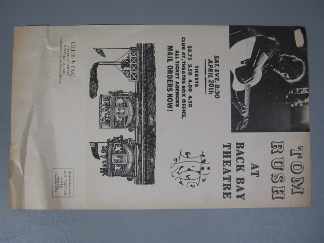 4 RARE Vtg Club 47 1960s Folk Rock Blues Concert Calendar Posters Harvard Square 8