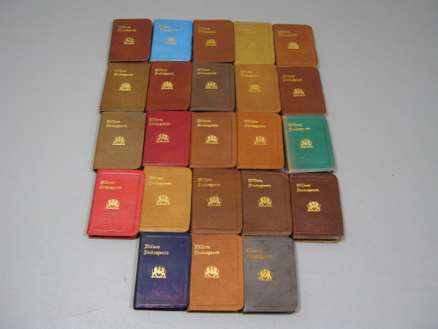 23 Vtg Knickerbocker Leather William Shakespeare Works Miniature Books Box Case 2