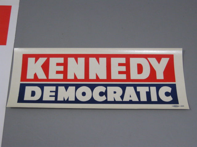 Vtg Original 1960 JFK John F Kennedy Presidential Campaign Poster +Bumpersticker 2