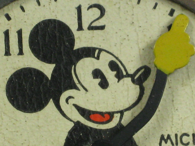 Vtg 1930s Ingersoll Walt Disney Mickey Mouse Pocket Watch W/ Fob + Box AS-IS NR! 2