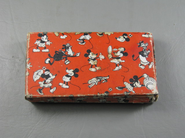 Vtg 1930s Ingersoll Walt Disney Mickey Mouse Pocket Watch W/ Fob + Box AS-IS NR! 7