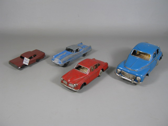 4 Toy Tin Litho Car Lot Marx Tootsietoy Buick Special Volvo Japan Friction NR!