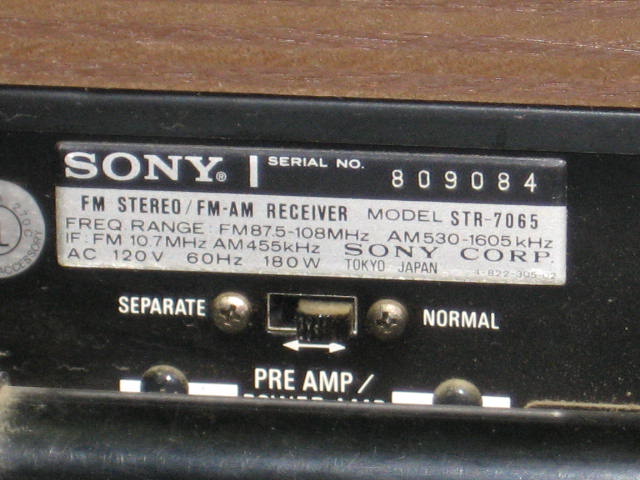 Vintage Sony STR-7065 AM FM Home Stereo Audio Receiver 10
