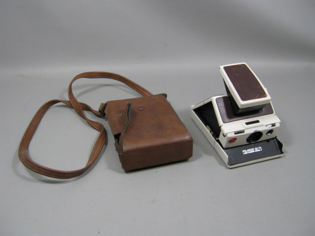 Vtg White Polaroid SX-70 Land Instant Film Camera Model 2 W/ Leather Case Tested
