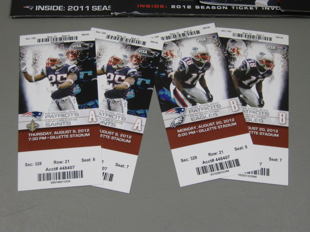 New England Patriots 2012 Season Tickets Full Set + AFC Champ Game + 2011 2013 + 1