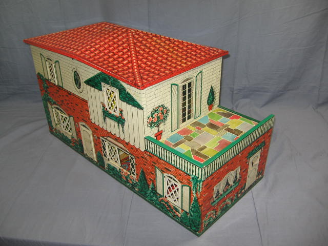 Vintage 1950s T. Cohn Tin Litho Metal Toy Dollhouse NR 7