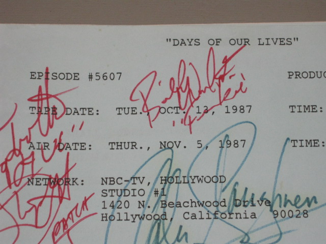 1987 Cast Autographed Days Of Our Live DOOL Soap Opera TV Script Episode 5607 NR 5