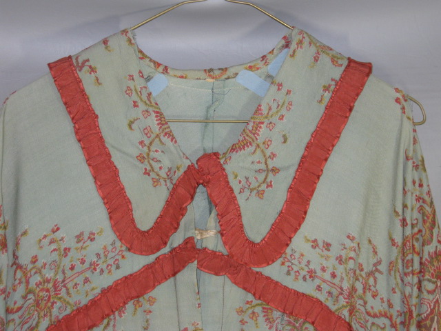 Vintage Antique 1870s Victorian Era Dressing Gown Orange Brown Paisley Pattern 2